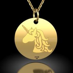 Lantisor cu pandantiv din aur galben cod: Banut Unicorn 4