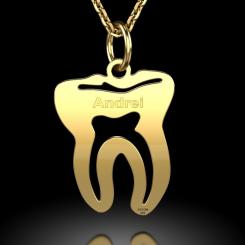 Colier din aur galben model Dintisor personalizat 4