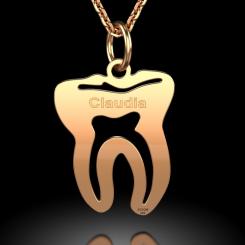 Colier din aur galben model Dintisor personalizat 6
