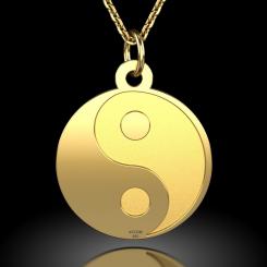 Lantisor cu pandantiv din aur galben model Yin si Yang 4