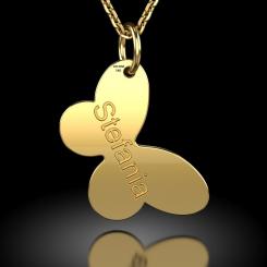 Lantisor cu pandantiv personalizat din aur galben cod: Fluture 4
