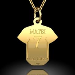 Lantisor cu pandantiv personalizat din aur galben model Tricou de fotbal 4
