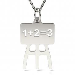 Lantisor din argint cu pandantiv personalizat cod: Tabla matematica