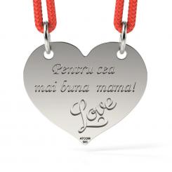 Pandantiv din argint cu snur rosu cod: Inimioara personalizata Love