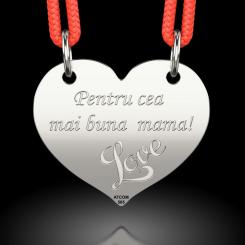 Pandantiv din argint cu snur rosu cod: Inimioara personalizata Love 2