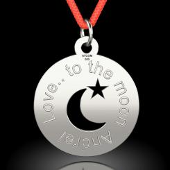 Pandantiv din argint cu snur rosu cod model Love to the moon 2
