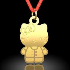 Pandantiv din aur galben cu snur rosu model Hello Kitty 4