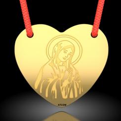 Pandantiv din aur galben cu snur rosu model Inimioara ortodoxa 1 2