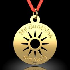 Pandantiv din aur galben cu snur rosu model My Sunshine 4