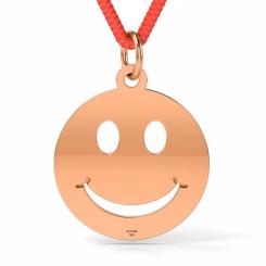 Pandantiv din aur galben cu snur rosu reglabil cod: Smiley 3