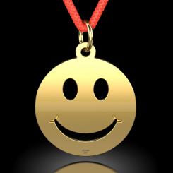 Pandantiv din aur galben cu snur rosu reglabil cod: Smiley 4