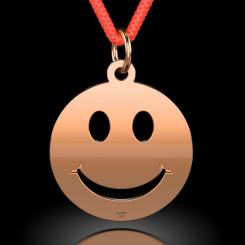 Pandantiv din aur galben cu snur rosu reglabil cod: Smiley 6