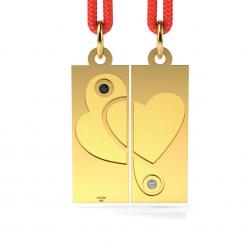 Pandantiv din aur galben cu snur model Love of Hearts 1