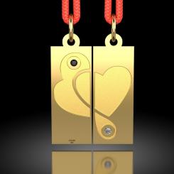 Pandantiv din aur galben cu snur model Love of Hearts 4