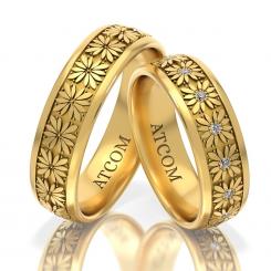 Verighete din aur galben cod: Florina - Motive traditionale romanesti 1