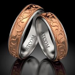 Verighete din aur alb aurite cu roz model 3D 351 3