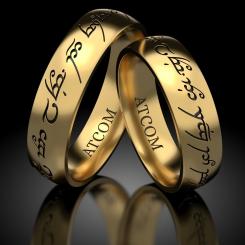 Verighete din aur alb personalizate cod: Lord of the ring 8