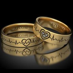 Atcom Verighete din aur galben cod: Cardiogram of love 10