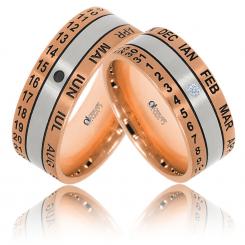 Verighete personalizate din aur roz si alb cod: WEDDING DAY 