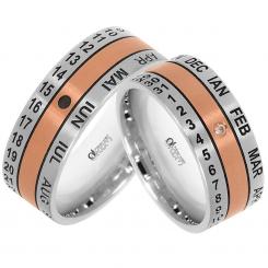 Verighete personalizate din aur roz si alb cod: WEDDING DAY  2